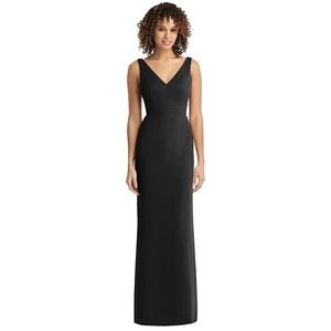 Social Bridesmaids Dress Womens 4 Black Sleeveless Tie Back Chiffon Evening Gown